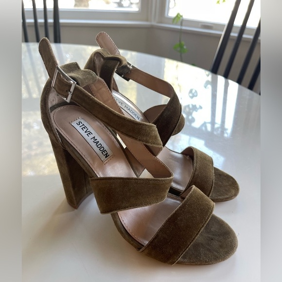 Steve Madden Olive Suede Leather Heels - 7.5 - Picture 1 of 5